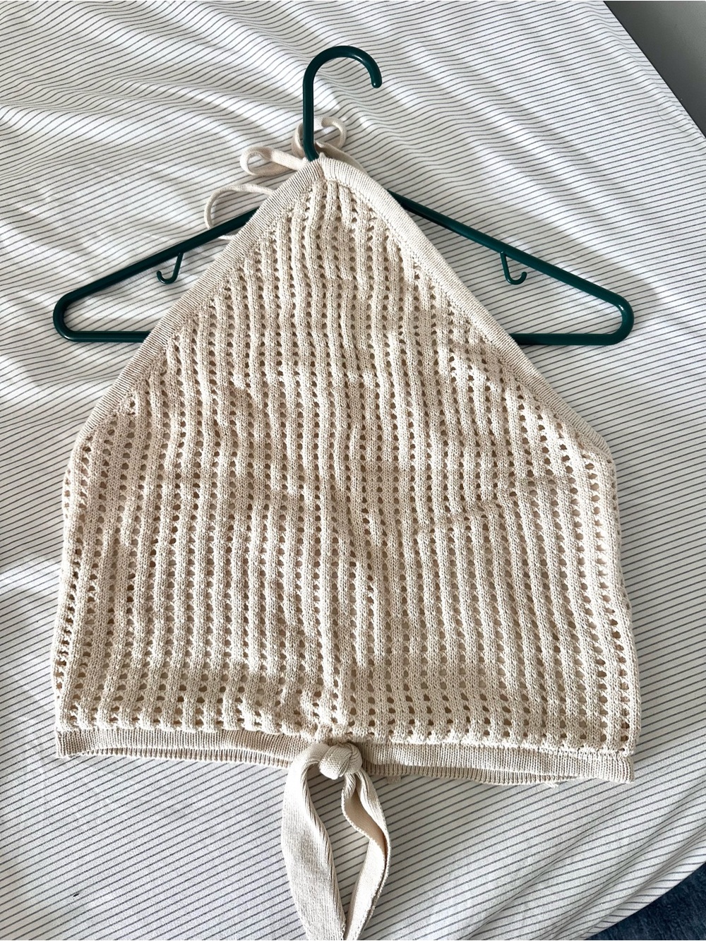 Guess by Marciano Cream Crochet Halter Tie-Back Top